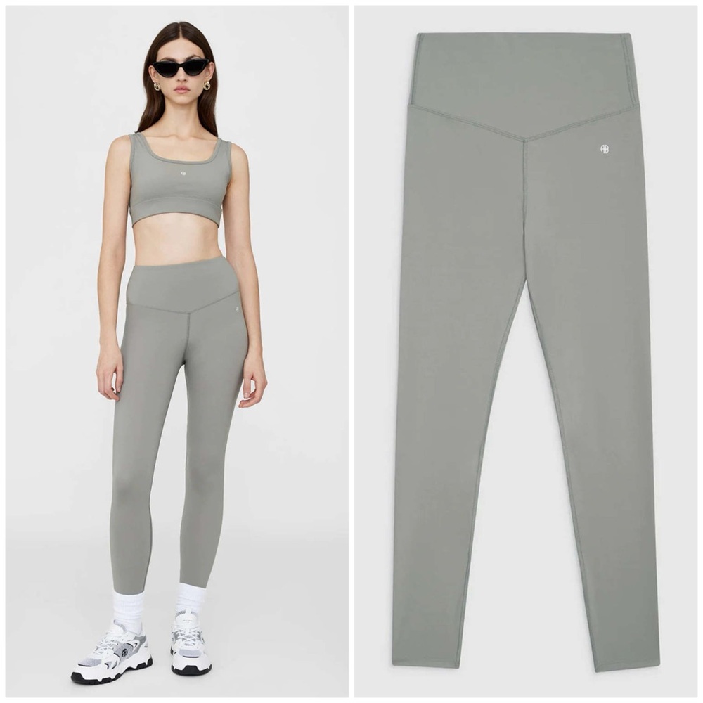Anine Bing Sport Blake Leggings In Grey Sage Size M